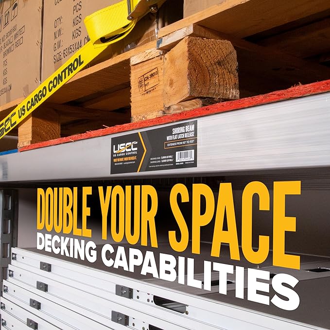 US Cargo Control E Track Load Bars 93"-103" (8-Pack), 3,000 LBS Working Load Limit, Adjustable Aluminum Load Bars for Semi Trailers & Box Trucks, Shoring Beam or Decking Beam with Side Flat Latch