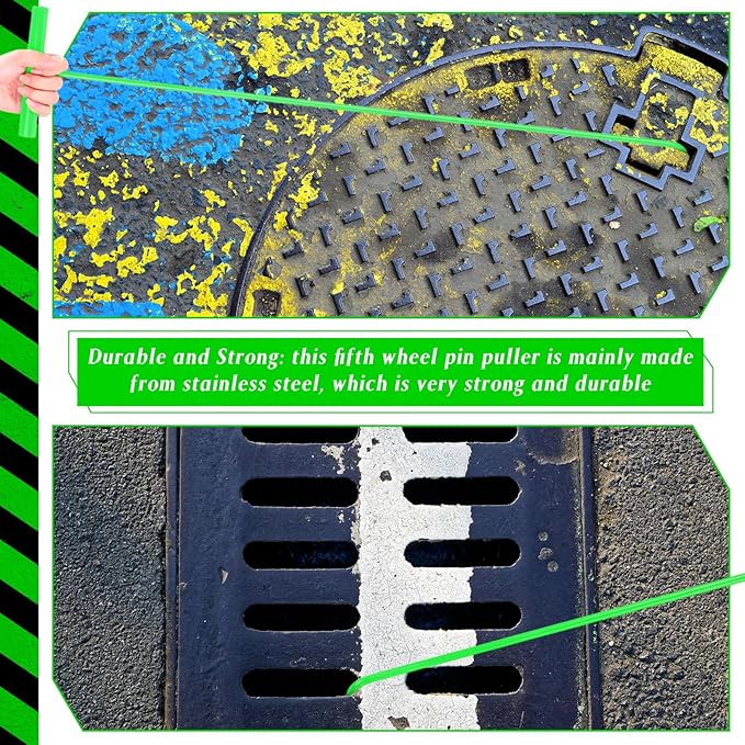 Zonon 4 Pack 31" Green Fifth Wheel Puller 5th Wheel Pin Puller for Semi Truck Cotter Spring Pulling Tool Solid Steel Dock Hooks Portable Type Lifting J Hook for Pulling Storm Drain Manhole Covers