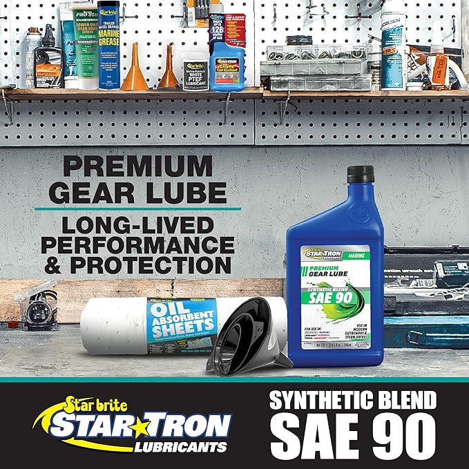 STAR BRITE Star Tron Hypoid 90W Lower Unit Gear Lube - Ultimate Marine Grade Lubricant for Outboard Motors & Stern Drives - 32 OZ (027132)