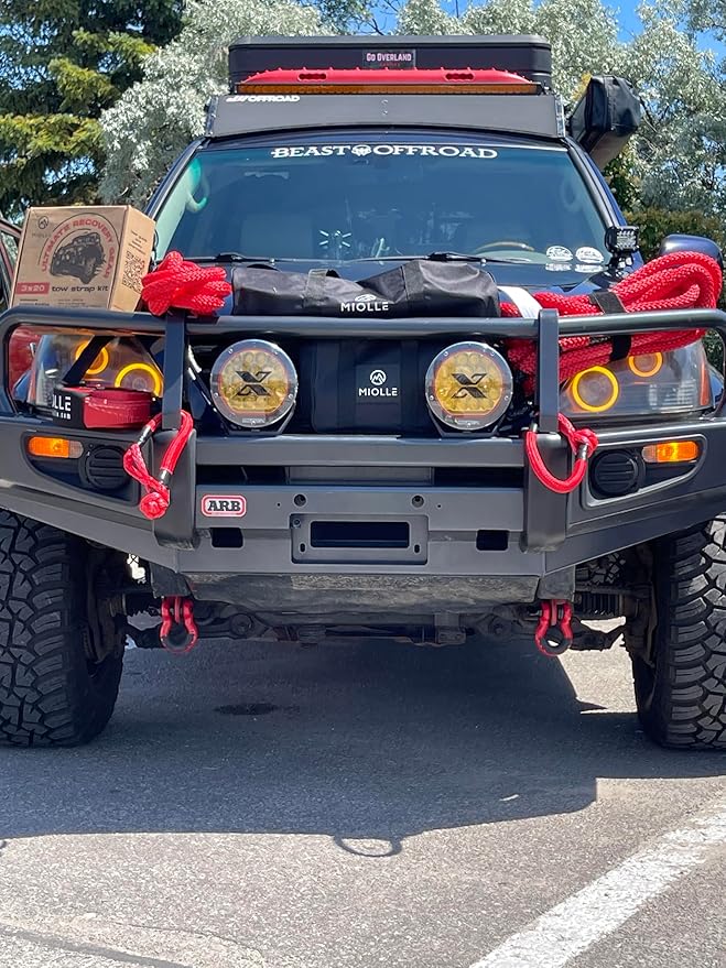 MiolleGear Tow Strap 2”x20’- 20990 lbs MBS (Lab Tested) Recovery Strap Kit Includes: Tow Rope, Storage Case