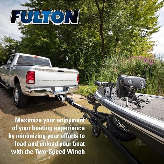 Fulton 142314 XLT Boat Trailer Winch with 20 Foot Winch Strap with Hook, 1,800 lbs. Capacity, Single-Speed Hand Crank Winch, Solid Drum Gear System