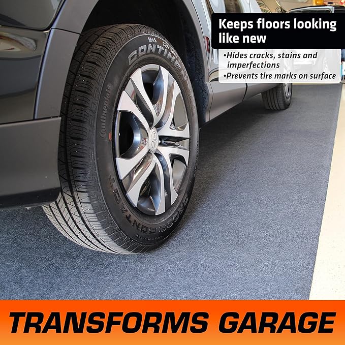 Armor All Original Garage Floor Mat, (17' x 7'4"), (Includes Double Sided Tape), Protects Surfaces, Transforms Garage - Absorbent/Waterproof/Durable (USA Made) (Charcoal)