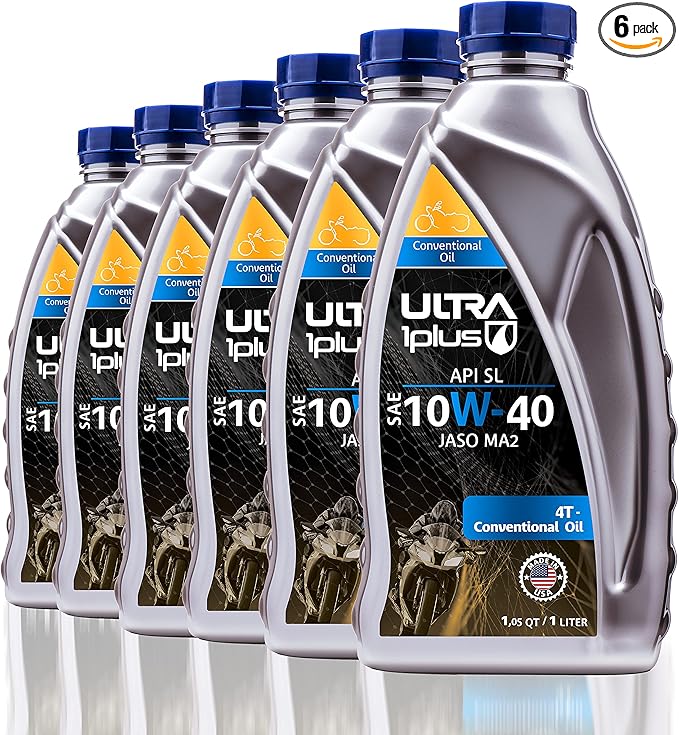 ULTRA 1PLUS 4T 10W-40 Conventional Motorcycle Oil API SL JASO MA2-10W40 Motor Oil, 6 Quarts