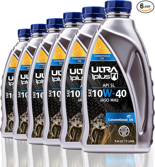 ULTRA 1PLUS 4T 10W-40 Conventional Motorcycle Oil API SL JASO MA2-10W40 Motor Oil, 6 Quarts