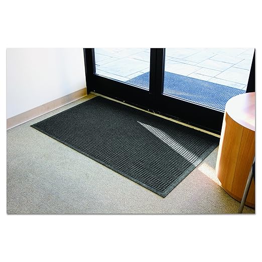 Genuine Joe EG020304 EcoGuard Indoor Wiper Floor Mat, Recycled Plastic and Rubber, 2' Width, 3' Length, Charcoal