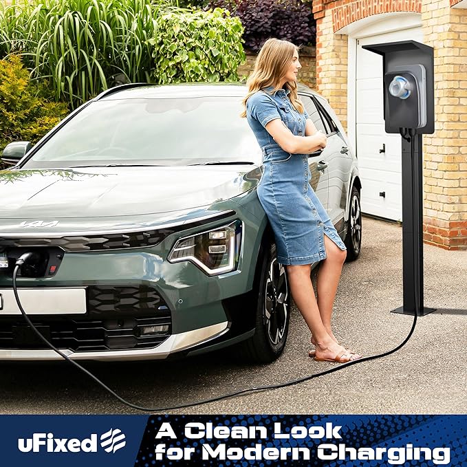 Weatherproof Pedestal with Roof for Tesla Gen3 EV Charging Stations | Heavy-Duty Stand with Top Cover, Compatible with Tesla Mobile Connector & J1772