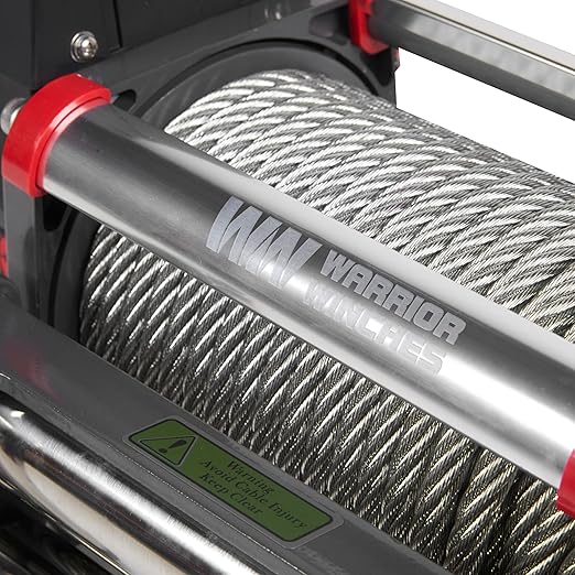 Warrior Winches Samurai 12500 lbs 12V Electric Winch with Steel Cable - Powerful Electric Winch for Trucks - 12500 lbs Load Capacity - Wireless Remote Included