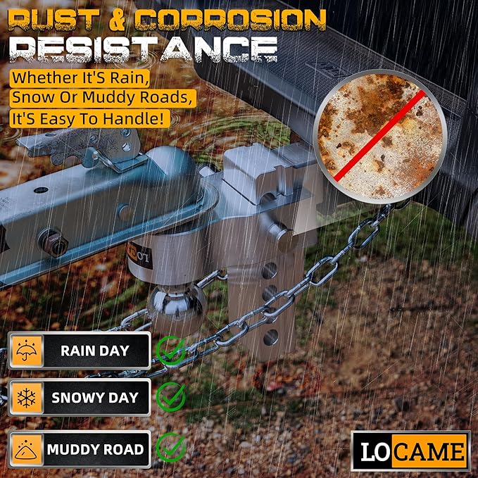 LOCAME Adjustable Trailer Hitch, Fits 2-Inch Receiver, 6-Inch Drop/Rise Aluminum Drop Hitch,12,500 LBS GTW-Tow Hitch for Heavy Duty Truck with Double Stainless Steel Locks, Silver