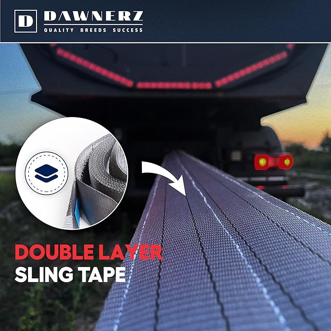 Heavy Duty Tow Recovery Rope 20 ft 70000 lbs Minimum Break Strength - Tow Strap 6 m 35 US Tons for Truck Van and RV