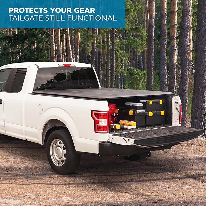 Stripe Truck Tonneau Cover for Ram 1500 (2009-2024) / Ram 2500 & 3500 (2009-2024) with Extra Short 5.7 ft Bed Length, All-Weather Soft Roll-Up Truck Bed Cover