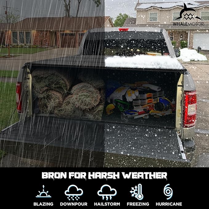 Hard Folding Truck Bed Tonneau Cover Compatible with Dodge Ram 1500(2002-2025), 2500&3500(2003-2025) 8 ft Long Box w/o Rambox, Tri Fold Style