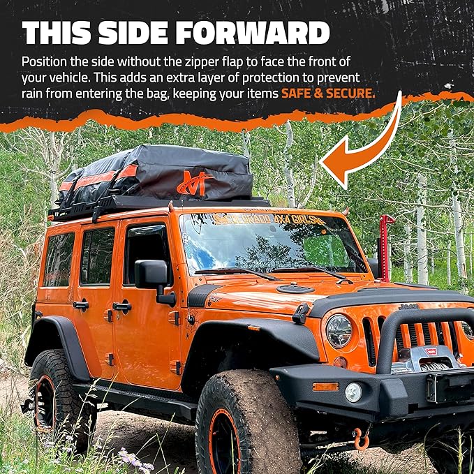 Mockins 30 Cu.Ft. All-Weather Rooftop Cargo Carrier Bag | 60"x43"x20" Soft-Shell Vinyl Roof Cargo Bag for Top of Car, SUV, Truck & Large Vehicles with Accessories | Car Top Carrier Without Roof Rack