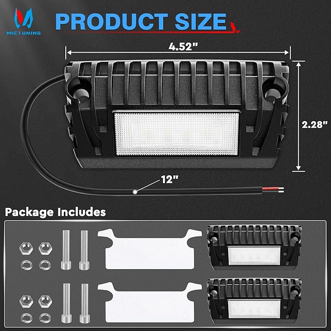 MICTUNING RV Exterior LED Porch Utility Amber/White Light 12V Each Replacement Lighting for RVs Trailers Camper, 2 Pcs