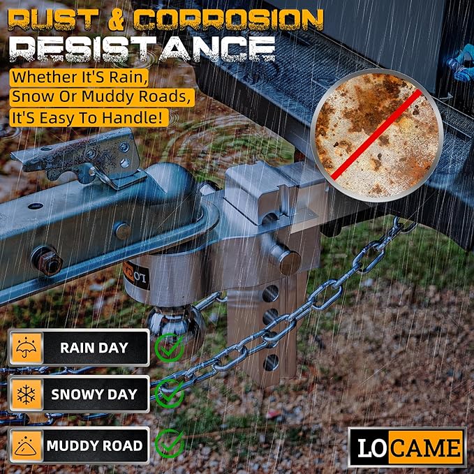 LOCAME Adjustable Trailer Hitch, Fits 2.5-Inch Receiver, 6-Inch Drop/Rise Aluminum Drop Hitch,18,500 LBS GTW-Tow Hitch for Heavy Duty Truck with Double Stainless Steel Locks, LC0026