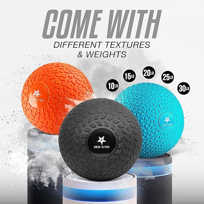 Yes4All Slam Balls, 10-40lb Weighted Ball Weight, Durable PVC Sand Filled Workout Dynamic Slam Ball for Core Strengthen