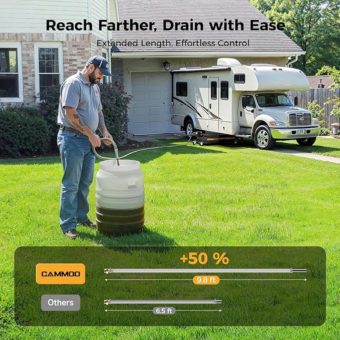 25 Gal Electric Oil Drain Pan, 110V High-Flow Pump, 9.8 FT Hose, 200 W Motor, 2 Locking Swivel Casters and 2 Directional Wheels Stable, Folding Handle, Heavy-Duty for Trucks, RVs, SUVs, Black