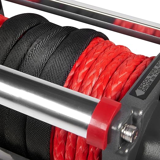 Warrior Winches Samurai 10000 lbs 12V Electric Winch with Synthetic Rope - Powerful Electric Winch for Trucks - 10000 lbs Load Capacity - Wireless Remote Included