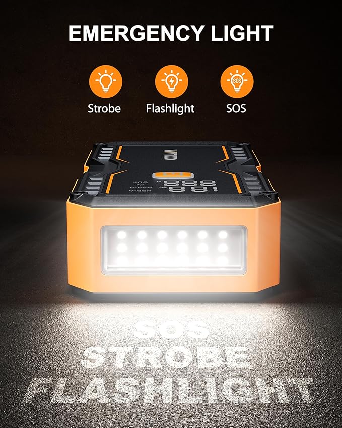 OXILAM 24000mAh Jump Starter for All Gas & Diesel Engines, 10000A Battery Jumper Starter Portable, 12V Jump Box with Quick Charger, Extended Jumper Cable, LED Display, USB, DC, Type C Port & LED Light