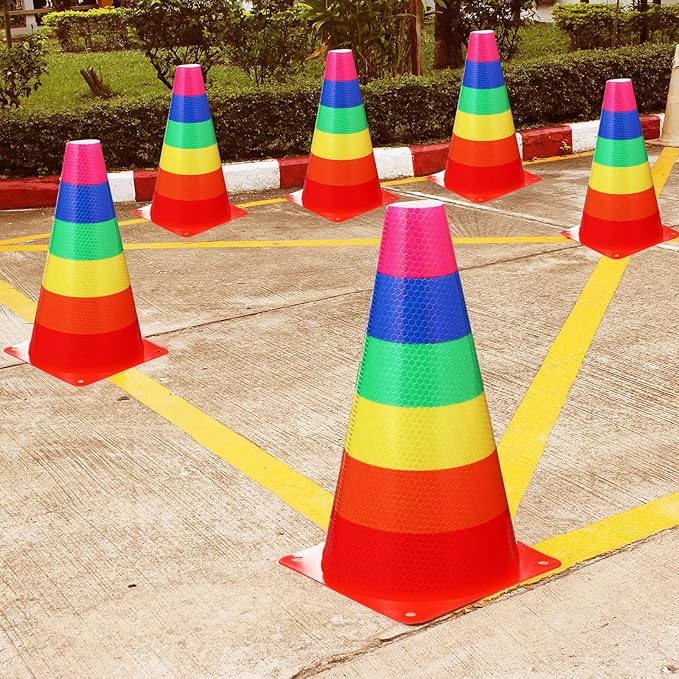 12 Pack Candy Corn Ring Toss Game - Plastic Cones, 9 Inch Training & Sport Agility Field Markers for Youth Soccer & Skating Practice