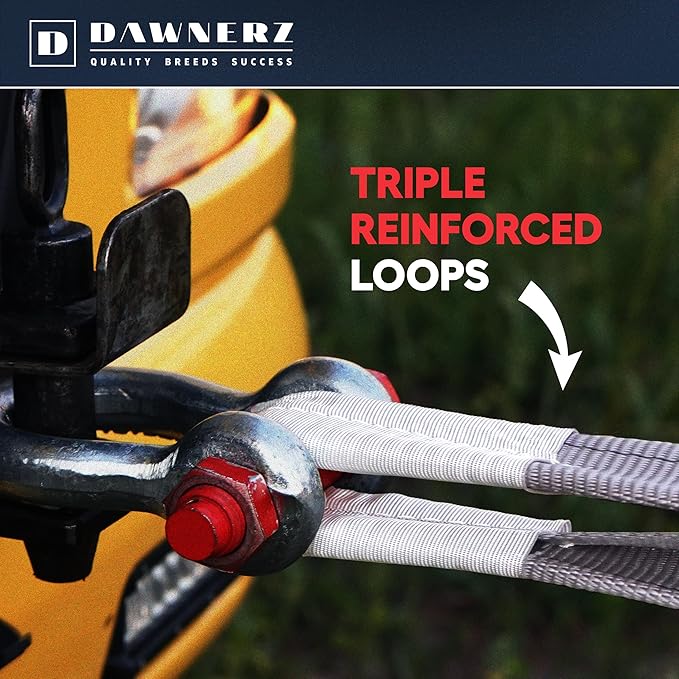 Heavy Duty Tow Strap 70000 lbs Minimum Break Strength 30ft - Recovery Tow Rope for Truck Van RV 35 US Tons 7.5 m