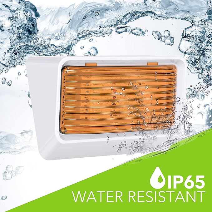 Leisure LED RV Exterior Porch Utility Light - 12v 280 Lumen Lighting Fixture. Replacement Lighting for RVs, Trailers, Campers, 5th Wheels. White Base, Clear and Amber Lens Included (White, 1-Pack)
