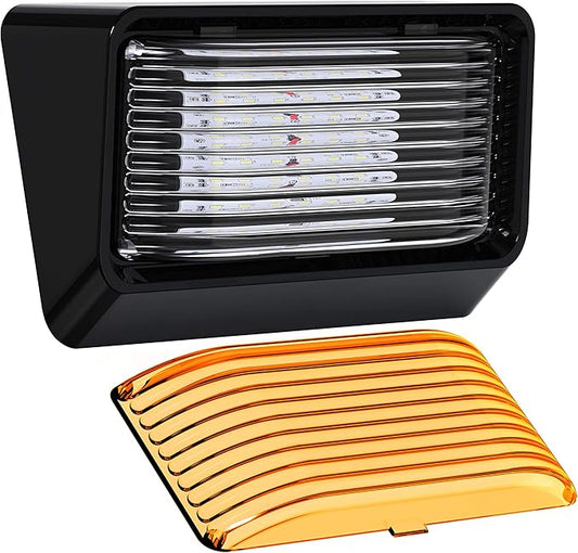 Leisure LED RV Exterior Porch Utility Light - 12v 280 Lumen Lighting Fixture. Replacement Lighting for RVs, Trailers, Campers, 5th Wheels. Black Base, Clear and Amber Lens Included (Black, 1-Pack)