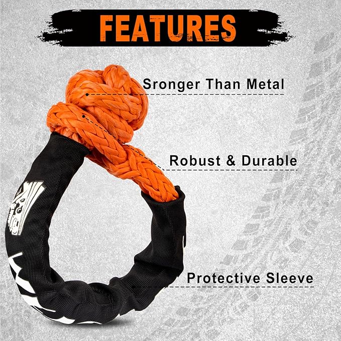 METOWARE Kinetic Recovery Rope (1’’ x 20ft) 35,000 LBS Offroad Tow Kit with 1/2inch x 22 Inch Soft Shackles, Heavy Duty Towing Rope Kit for UTV, ATV, Truck, Car