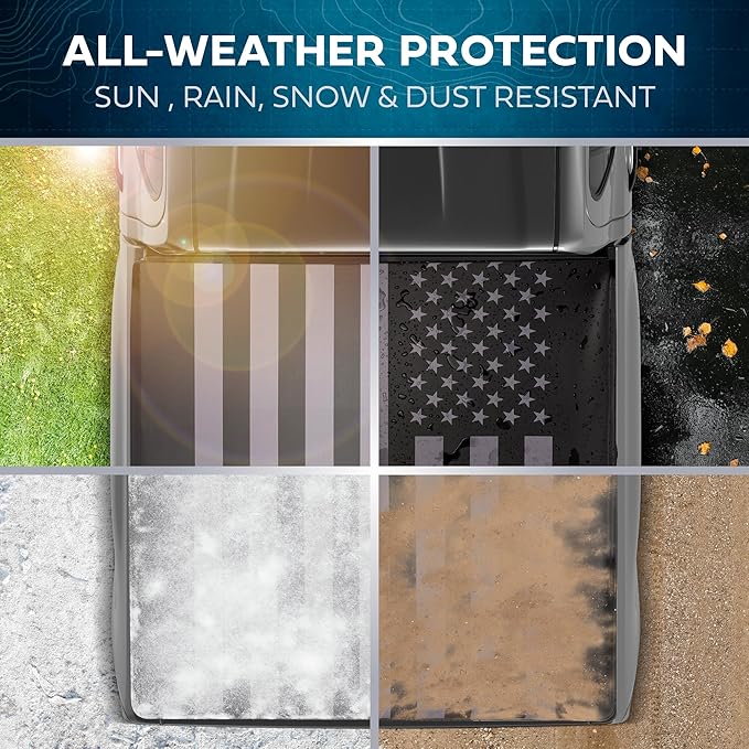 American Flag Truck Tonneau Cover for Ram 1500 2009-2025 (NO RAMBOX)/ Ram 2500 & 3500 with Extra Short 5.7 ft Bed Length, All-Weather Soft Roll Truck Bed Cover for Truck Black/Gray Flag