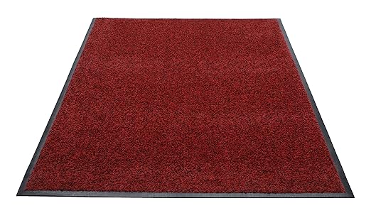 Guardian Floor Protection 94030515 Platinum Series Indoor Wiper Floor Mat, Rubber with Nylon Carpet, 3' Length, 5' Width, Red