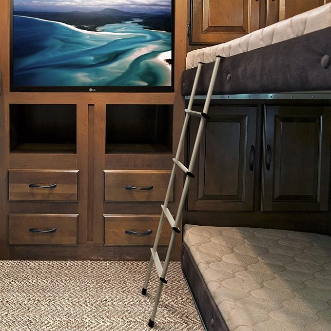 RecPro RV Bunk Ladder 52" | Black or Silver Color Options | Mounting Brackets Included | Aluminum | Made in USA (Silver)