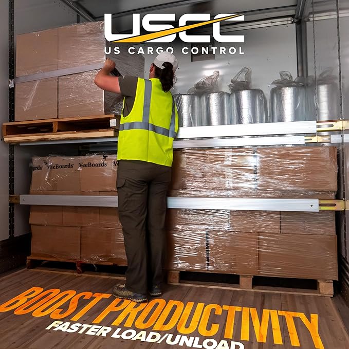 US Cargo Control E Track Load Bars 86"-97", 2,200 LBS Working Load Limit, Adjustable Aluminum Load Bars for Semi Trailers & Box Trucks, Shoring Beam or Decking Beam with Thumb Release