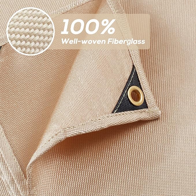 Heavy Duty Fiberglass Welding Blanket, Heat Resistant Blanket with Brass Grommets, Multi-Purpose Welding Mat for Grill, Smoker, Camping, Industrial Use (4x6 ft - 2 Pack)