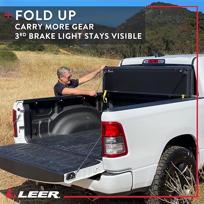 LEER HF650M Quad-Folding Truck Bed Tonneau Cover, Fits Nissan Frontier, Years 2022-2026, 6' Truck Bed, Black