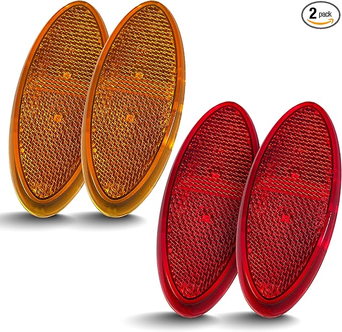 Command Electronics OEM 12V LED RV & Trailer Oval Clearance Light with Built-in Reflex – Made in USA – Surface Mount – Amber & Red – 4-Pack