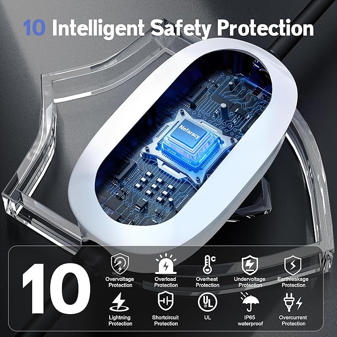 EV Charger Level 2, 40A Amp Portable EV Charger for All SAE J1772 EVs Without Adapter, 25FT+2FT Cable, 9.6KW EV Car Charging Station with App Control, Electric Vehicle Chargers(240V, NEMA14-50 Plug)