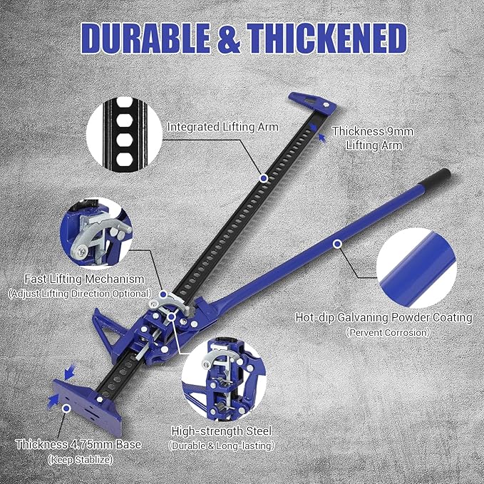 3 Ton Heavy Duty Farm Jack, 7000 Lb Capacity Ratcheting Off Road Utility Farm Jack for ATVs, Utility Vehicles, Off-Road Vehicles, Tractors, Trucks