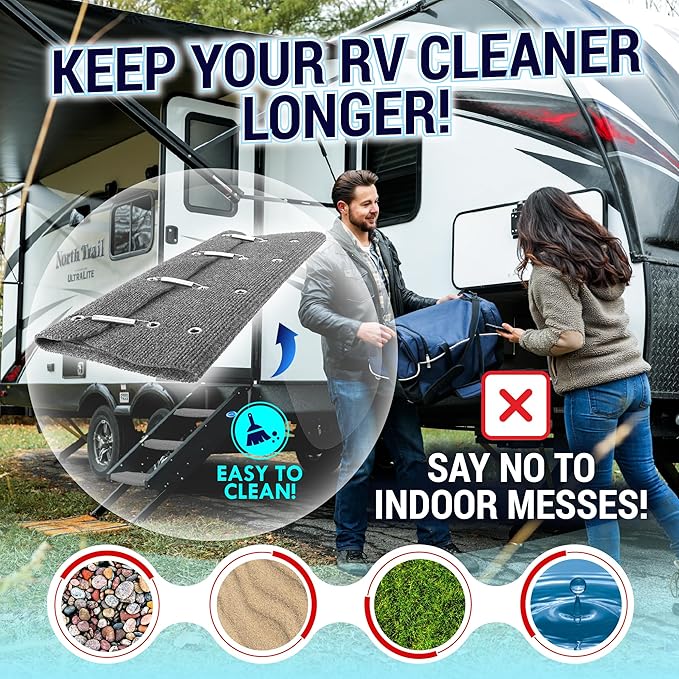 LATCH.IT RV Step Covers 3 Pack | 18-inch Wide Camper Step Covers Fit 8-11" Deep Stairs | Gray RV Stair Covers | Straight RV Step Carpet | RV Stair Carpet | Keep Your RV Cleaner with our RV Step Cover!