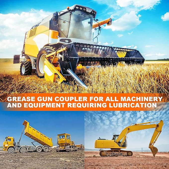 Grease Gun Coupler, Grease Joint Fittings, 12000PSI High Pressure Grease Nozzle Fittings, Compatible With All 1/8" NPT Grease Guns, For greasing all machinery and equipment filling