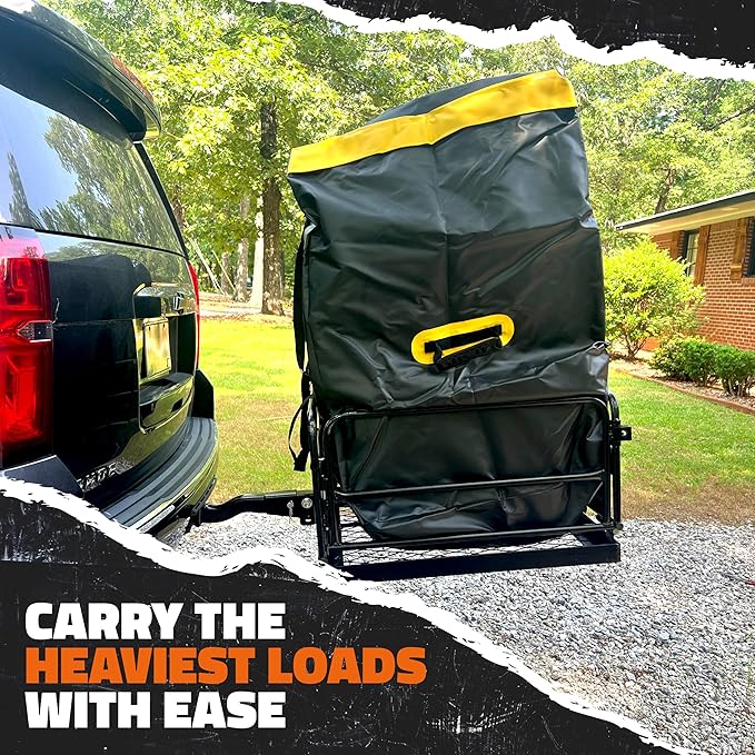Mockins 30 CuFt Trailer Hitch Cargo Carrier Bag | 60"x24"x36" Weatherproof Cargo Bag for Hitch Carrier | Waterproof Truck Bed Storage | Vinyl Vehicle Soft Shell Carriers Set for Road Trips & Camping