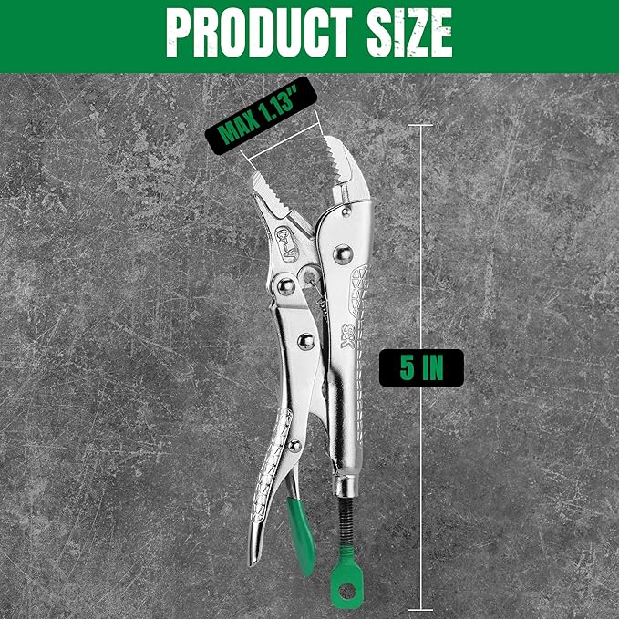 SK 5" Curved Jaw Locking Pliers, Premium CR-V Construction, Ergonomic Anti-slip Handle, Ideal for Welding or Assembly