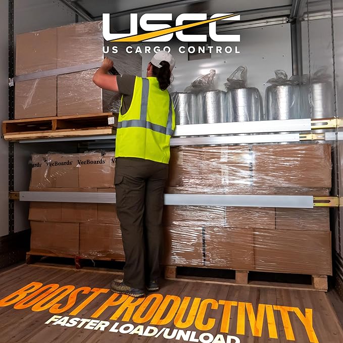 US Cargo Control E Track Load Bar 93"-103", 3,000 LBS Working Load Limit, Adjustable Aluminum Load Bars for Semi Trailers & Box Trucks, Shoring Beam or Decking Beam with Side Flat Latch