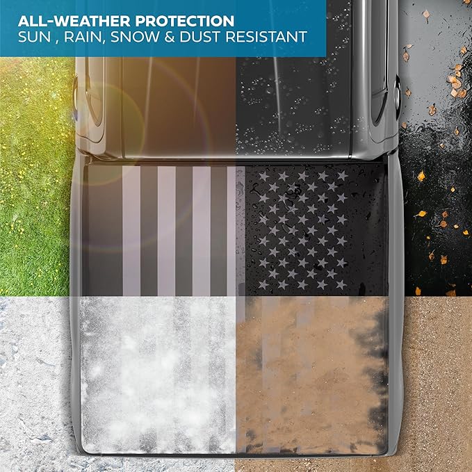 American Flag Tonneau Cover for Ford F-150 2009-2025 for 6.5 ft Bed Length, All-Weather Soft Tri-Fold Truck Bed Cover for Truck Tonneau Cover Black Flag Design