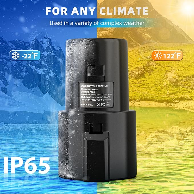 J1772 to Tesla Adapter, Max 80A 250V for Model 3 Y S X, Fast & Seamless Charging at SAE J1772 Stations – Essential for Tesla Owners
