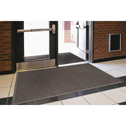 Genuine Joe EG020304 EcoGuard Indoor Wiper Floor Mat, Recycled Plastic and Rubber, 2' Width, 3' Length, Charcoal