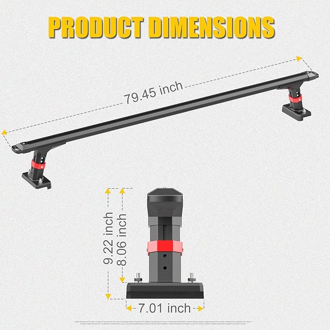 Truck Bed Rack, Adjustable Aluminum Truck Bed Ladder Rack, Heavy Duty Truck Ladder Rack Crossbar Cross Bar Extendable Heavy Duty Steel Cargo Rack for Kayak, Surfboard, Lumber,Ladder (800lbs Capacity)