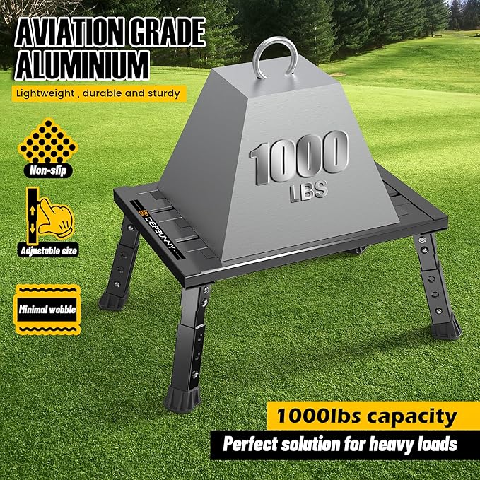 Adjustable RV Step Stool, 3-Step Height Adjustment, Foldable Legs, Wide Anti-Slip Surface,Supports Up to 1,000 lb, Premium Aluminum Construction Easy to Carry