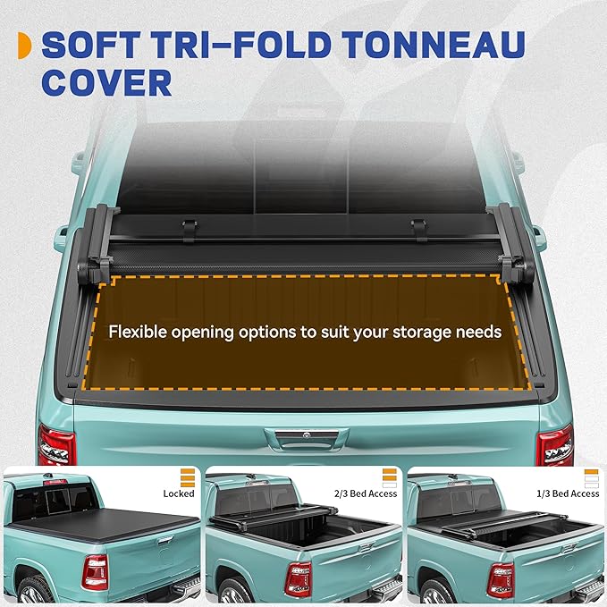Soft Tri-Fold Truck Bed Tonneau Cover Fit for Nissan Frontier 2005-2025(NO México) 5 ft Bed
