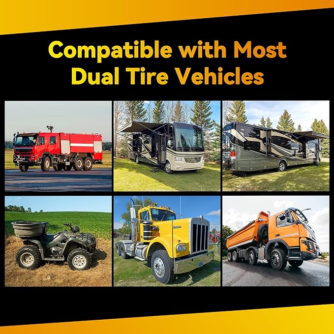 Dually Valve Stem Extenders Kit, Stainless Steel Braided Valve Stem Extension fits 16" to 19-1/2" Dual Wheels Tire Valve Extension for Most Cars Motorhome RVs Trailers Trucks