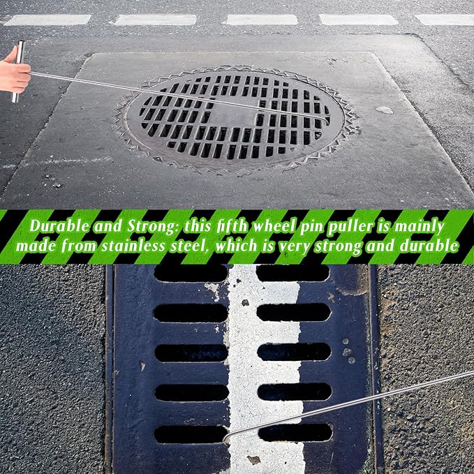 Zonon 2 Pack 31" 5th Wheel Pin Puller Solid Steel Chrome Plated Fifth Wheel Pin Puller Heavy Duty Portable Type Lifting Hooks for Pulling Storm Drain Manhole Covers, J Hook