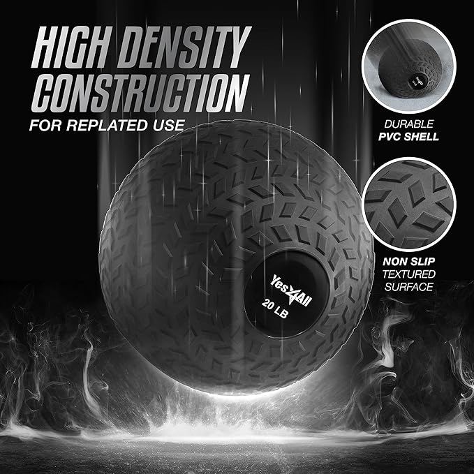 Yes4All Slam Balls, 10-40lb Weighted Ball Weight, Durable PVC Sand Filled Workout Dynamic Slam Ball for Core Strengthen